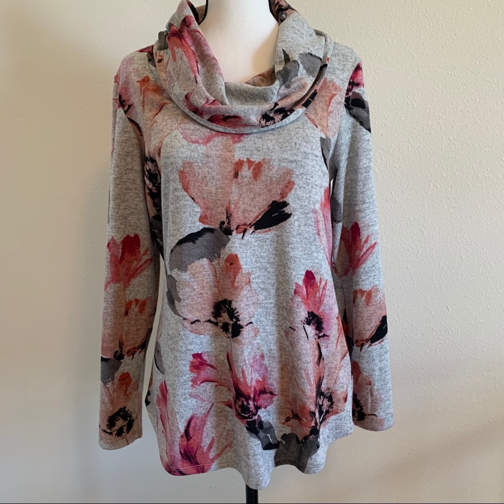 Alyx Floral Long Sleeve Cowl Neck Sweater